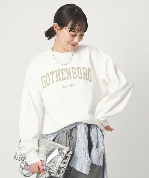 green label relaxing / グリーンレーベル リラクシング スウェット | フェード カレッジ ロゴ スウェット プルオーバー（OFF WHITE）