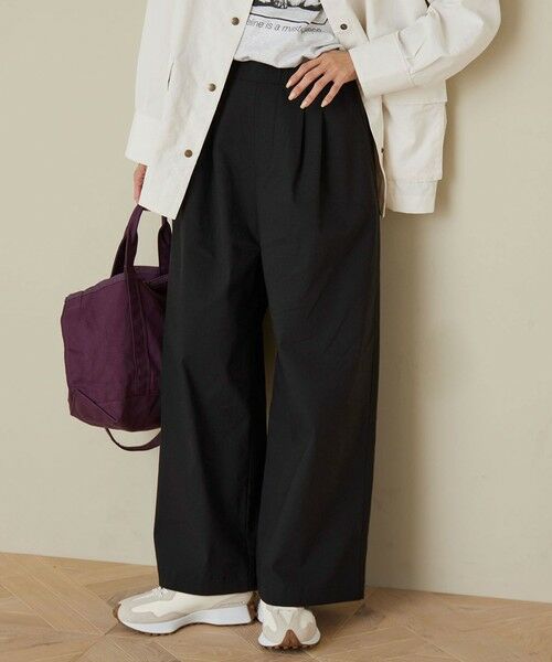 green label relaxing / グリーンレーベル リラクシング その他パンツ | ［size SHORT/TALLあり］オルマイ LI/MIX ワイド パンツ（BLACK）