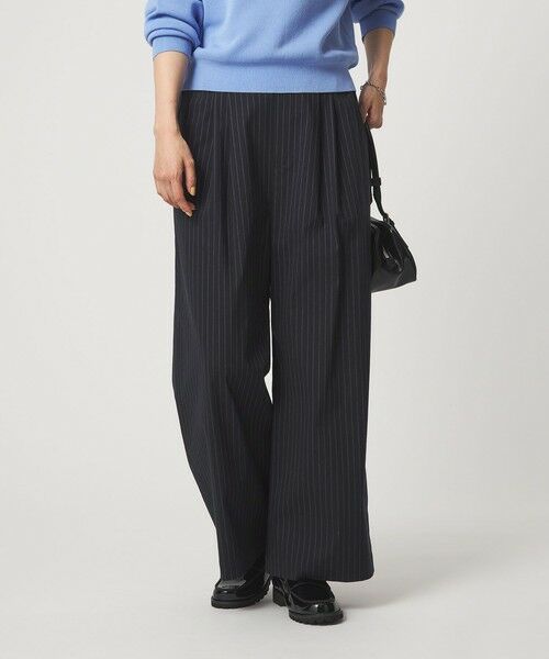 green label relaxing / グリーンレーベル リラクシング その他パンツ | ［size SHORT/TALLあり］オルマイ LI/MIX ワイド パンツ（NAVY）