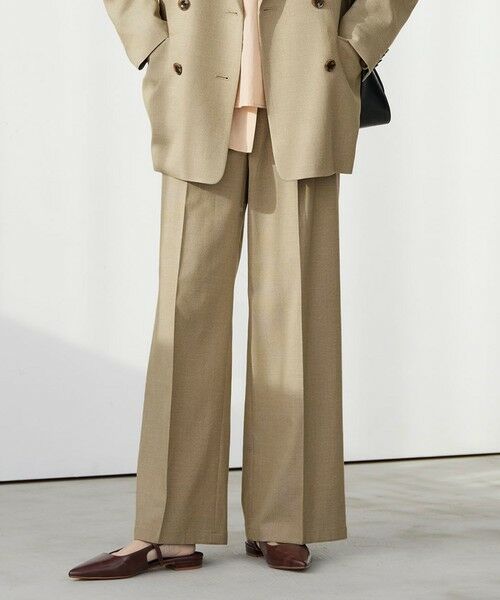 green label relaxing / グリーンレーベル リラクシング チノ・ワークパンツ | ラミーブレンド ワイド パンツ（BEIGE）