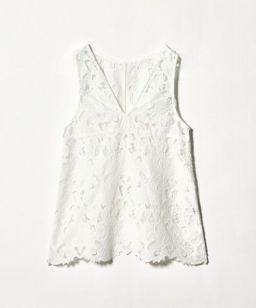 green label relaxing / グリーンレーベル リラクシング シャツ・ブラウス | レース ノースリーブ ブラウス（WHITE）