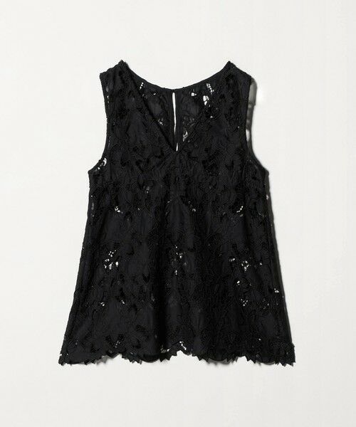 green label relaxing / グリーンレーベル リラクシング シャツ・ブラウス | レース ノースリーブ ブラウス（BLACK）