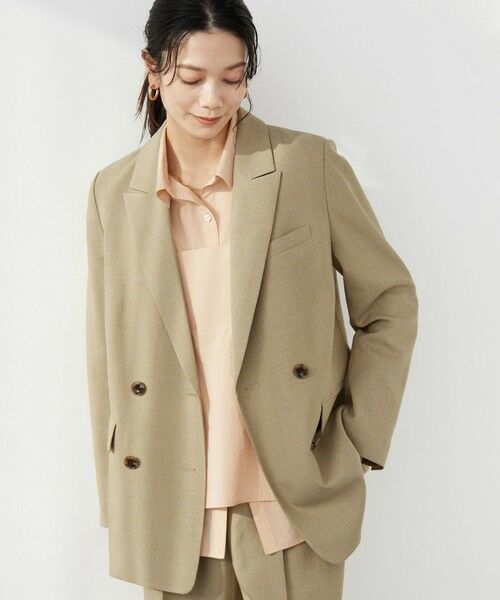 green label relaxing / グリーンレーベル リラクシング テーラードジャケット | ［size SHORTあり］ラミーブレンド ダブル ジャケット（BEIGE）