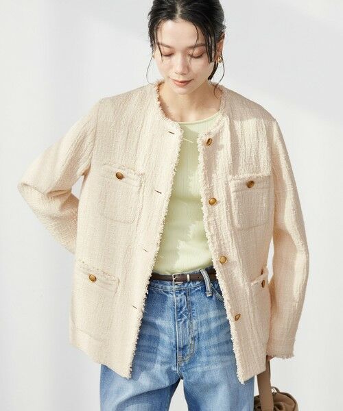 green label relaxing / グリーンレーベル リラクシング ノーカラージャケット | ［size SHORTあり］Bisentino ノーカラー ジャケット | 詳細1