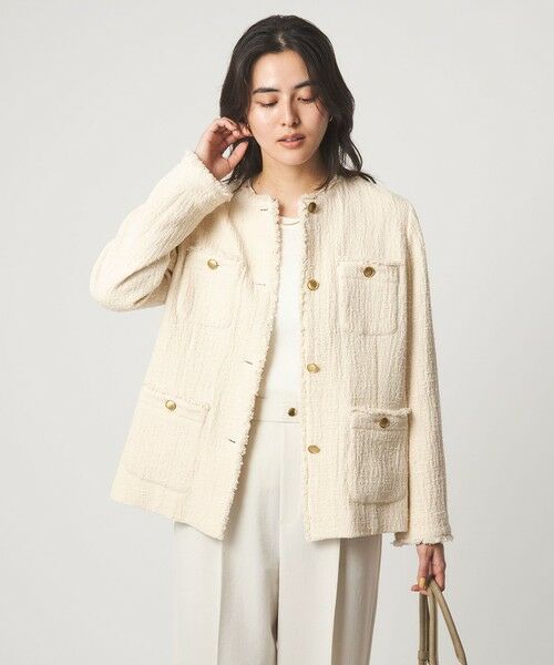 green label relaxing / グリーンレーベル リラクシング ノーカラージャケット | ［size SHORTあり］Bisentino ノーカラー ジャケット | 詳細10