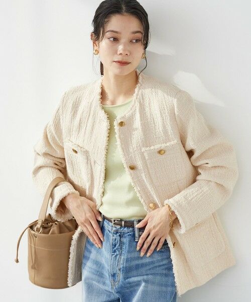 green label relaxing / グリーンレーベル リラクシング ノーカラージャケット | ［size SHORTあり］Bisentino ノーカラー ジャケット | 詳細2