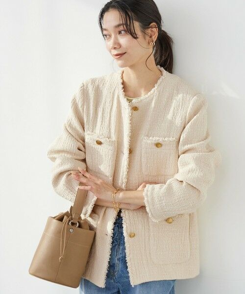 green label relaxing / グリーンレーベル リラクシング ノーカラージャケット | ［size SHORTあり］Bisentino ノーカラー ジャケット | 詳細3