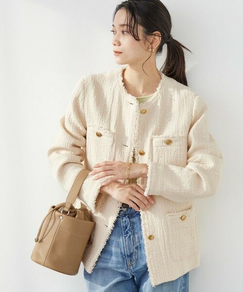 green label relaxing / グリーンレーベル リラクシング ノーカラージャケット | ［size SHORTあり］Bisentino ノーカラー ジャケット | 詳細4