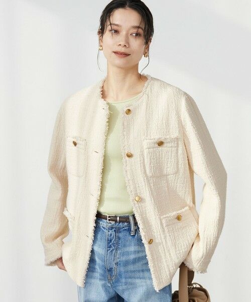 green label relaxing / グリーンレーベル リラクシング ノーカラージャケット | ［size SHORTあり］Bisentino ノーカラー ジャケット（NATURAL）