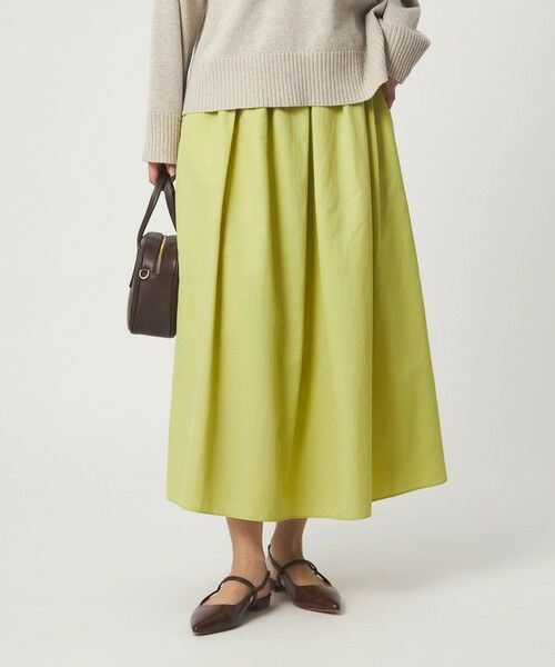green label relaxing / グリーンレーベル リラクシング ロング・マキシ丈スカート | タック フレア スカート 2(LIME)