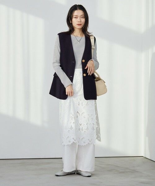 green label relaxing / グリーンレーベル リラクシング ミニ・ひざ丈スカート | レース レイヤード スカート | 詳細2