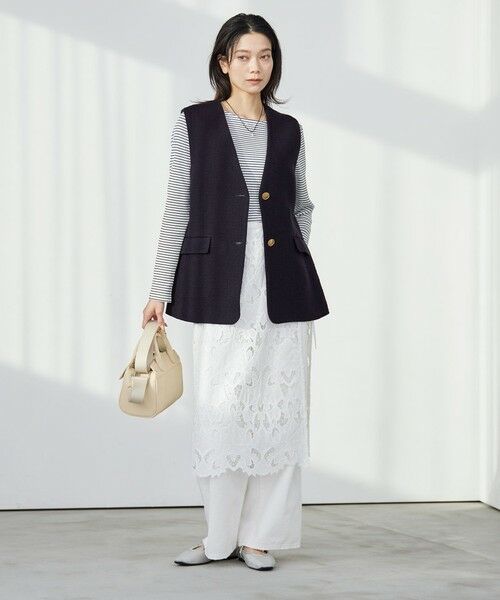 green label relaxing / グリーンレーベル リラクシング ミニ・ひざ丈スカート | レース レイヤード スカート | 詳細3