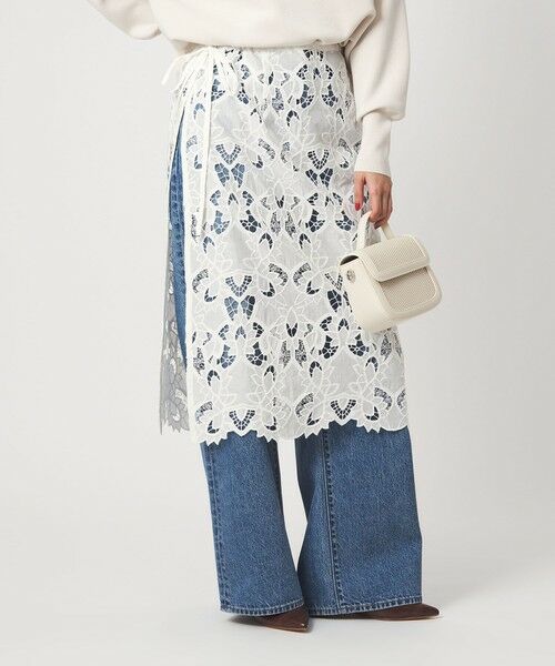 green label relaxing / グリーンレーベル リラクシング ミニ・ひざ丈スカート | レース レイヤード スカート | 詳細4