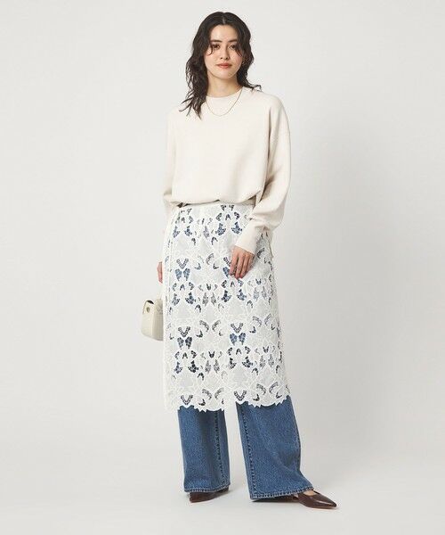 green label relaxing / グリーンレーベル リラクシング ミニ・ひざ丈スカート | レース レイヤード スカート | 詳細6