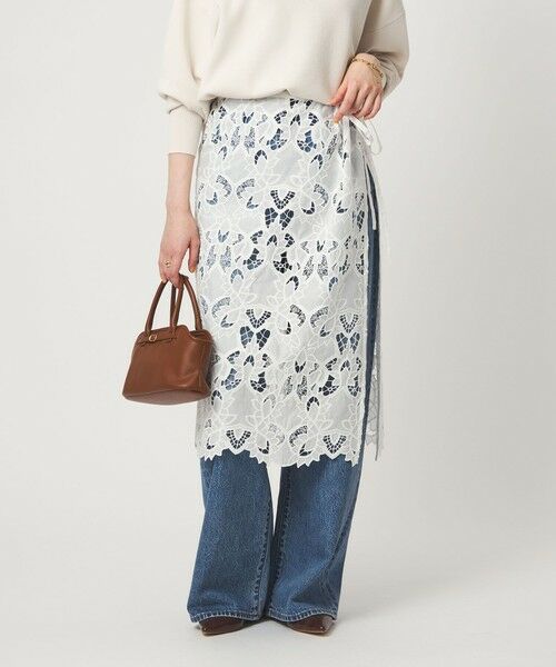 green label relaxing / グリーンレーベル リラクシング ミニ・ひざ丈スカート | レース レイヤード スカート | 詳細5