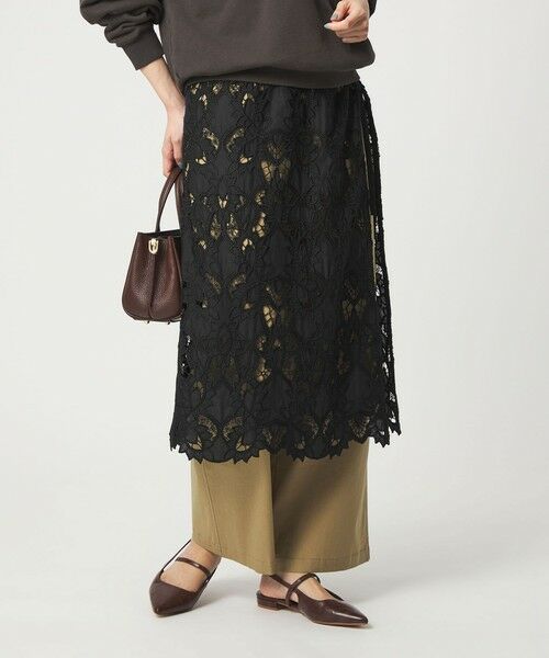 green label relaxing / グリーンレーベル リラクシング ミニ・ひざ丈スカート | レース レイヤード スカート | 詳細15