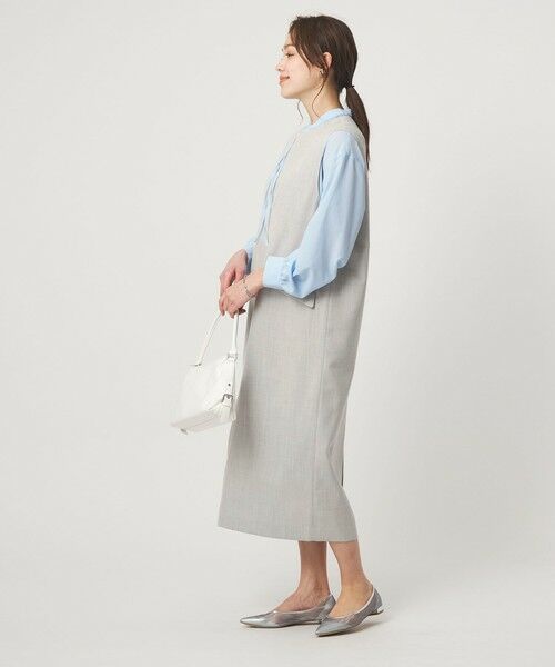 green label relaxing / グリーンレーベル リラクシング ロング・マキシ丈ワンピース | ［size SHORTあり］リネンライク キーネック ジャンパースカート | 詳細10