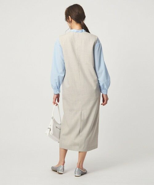 green label relaxing / グリーンレーベル リラクシング ロング・マキシ丈ワンピース | ［size SHORTあり］リネンライク キーネック ジャンパースカート | 詳細11