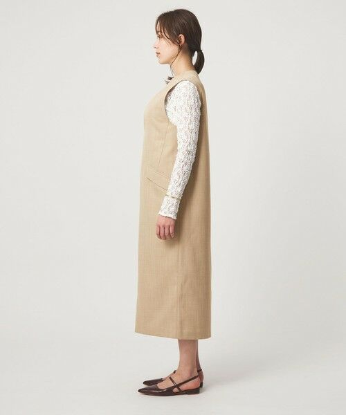 green label relaxing / グリーンレーベル リラクシング ロング・マキシ丈ワンピース | ［size SHORTあり］リネンライク キーネック ジャンパースカート | 詳細20