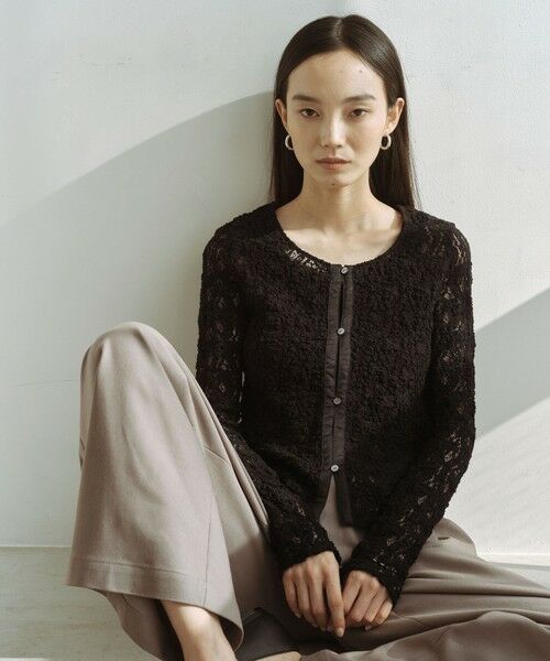 green label relaxing / グリーンレーベル リラクシング カーディガン・ボレロ | ＜SEASONAL COLLECTION＞2WAY  レース カーディガン（BLACK）
