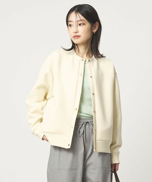 green label relaxing / グリーンレーベル リラクシング カーディガン・ボレロ | ダンボール ノーカラー カーディガン（OFF WHITE）