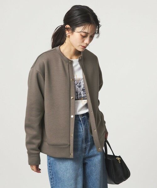 green label relaxing / グリーンレーベル リラクシング カーディガン・ボレロ | ダンボール ノーカラー カーディガン | 詳細14