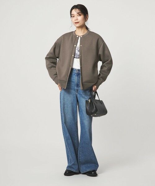 green label relaxing / グリーンレーベル リラクシング カーディガン・ボレロ | ダンボール ノーカラー カーディガン | 詳細15