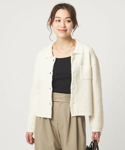 green label relaxing / グリーンレーベル リラクシング カーディガン・ボレロ | ブークレ ポロニット カーディガン ウォッシャブル | 詳細1