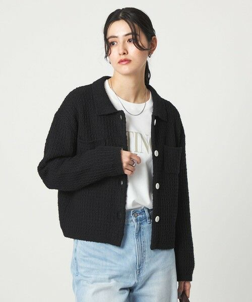 green label relaxing / グリーンレーベル リラクシング カーディガン・ボレロ | ブークレ ポロニット カーディガン ウォッシャブル | 詳細9