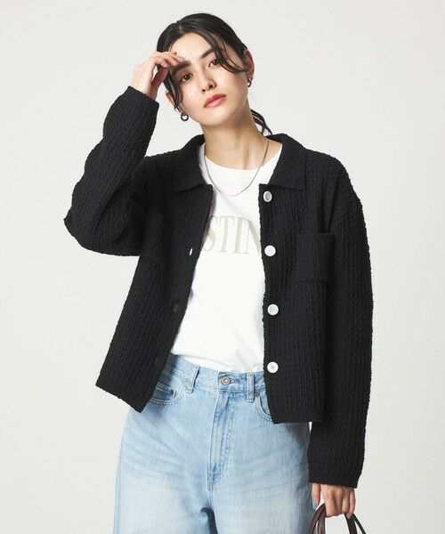 green label relaxing / グリーンレーベル リラクシング カーディガン・ボレロ | ブークレ ポロニット カーディガン ウォッシャブル | 詳細10