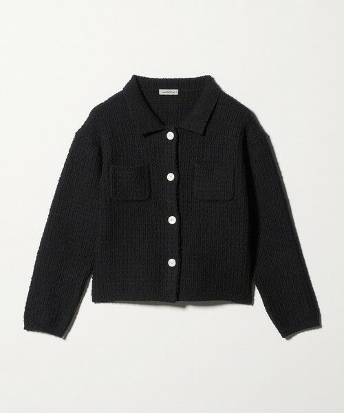 green label relaxing / グリーンレーベル リラクシング カーディガン・ボレロ | ブークレ ポロニット カーディガン ウォッシャブル（BLACK）