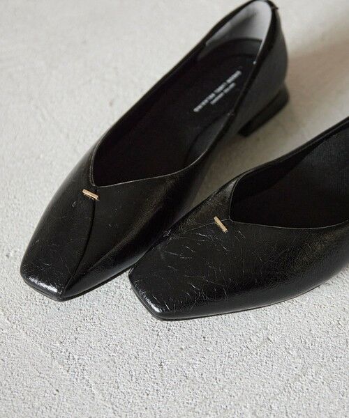 green label relaxing / グリーンレーベル リラクシング フラットシューズ | クッショニーシューズ スクエアトゥ メタルチップ / フラットシューズ（BLACK）