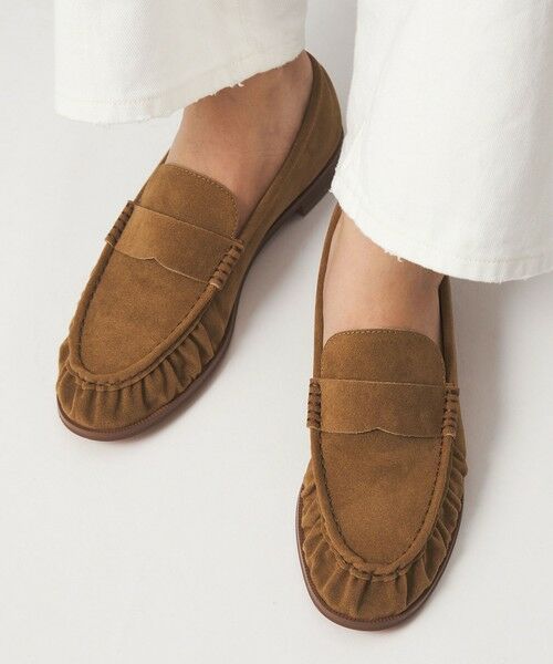 green label relaxing / グリーンレーベル リラクシング フラットシューズ | ギャザー ローファー(BEIGE)