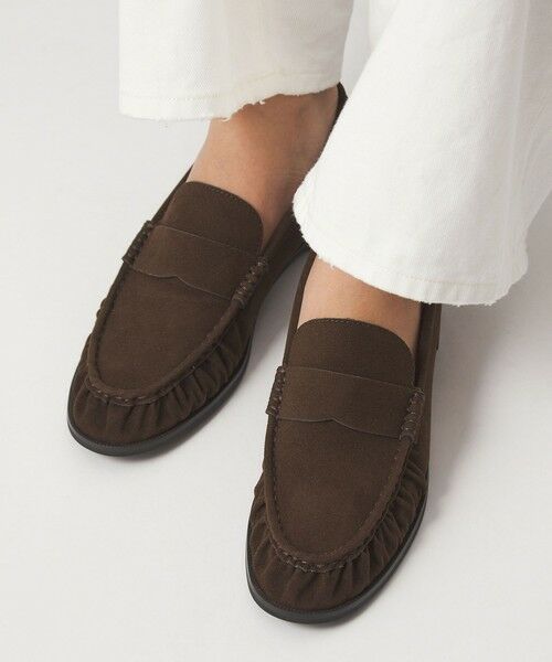 green label relaxing / グリーンレーベル リラクシング フラットシューズ | ギャザー ローファー(DK.BROWN)