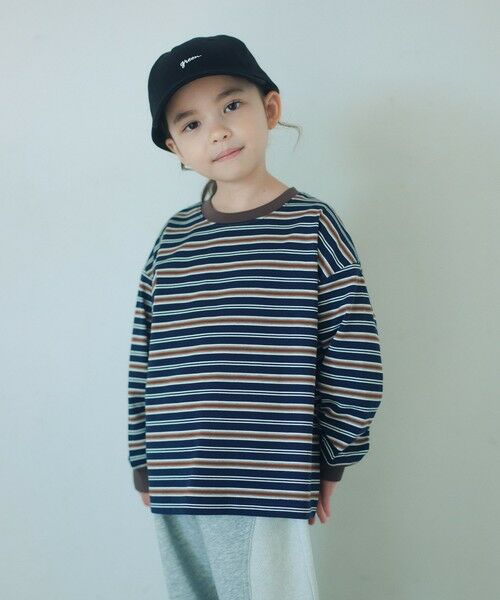 green label relaxing / グリーンレーベル リラクシング カットソー | マルチボーダー Tシャツ / キッズ 100cm-160cm(NAVY)