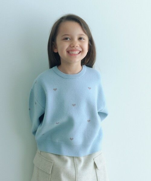 green label relaxing / グリーンレーベル リラクシング ニット・セーター | ハートジャガード プルオーバー / キッズ  100cm-160cm（LT.BLUE）