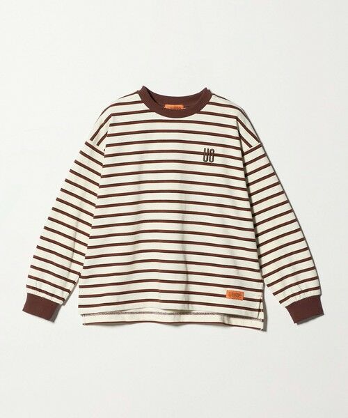 green label relaxing / グリーンレーベル リラクシング カットソー | 【別注】＜UNIVERSAL OVERALL＞ボーダー ロングスリーブ / キッズ  140cm-160cm（OFF WHITE）