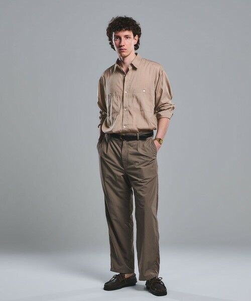 green label relaxing / グリーンレーベル リラクシング シャツ・ブラウス | レーヨンナイロン ワッシャー ダブルパッチポケット レギュラーカラー シャツ | 詳細1