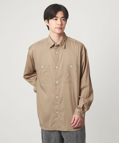 green label relaxing / グリーンレーベル リラクシング シャツ・ブラウス | レーヨンナイロン ワッシャー ダブルパッチポケット レギュラーカラー シャツ | 詳細2