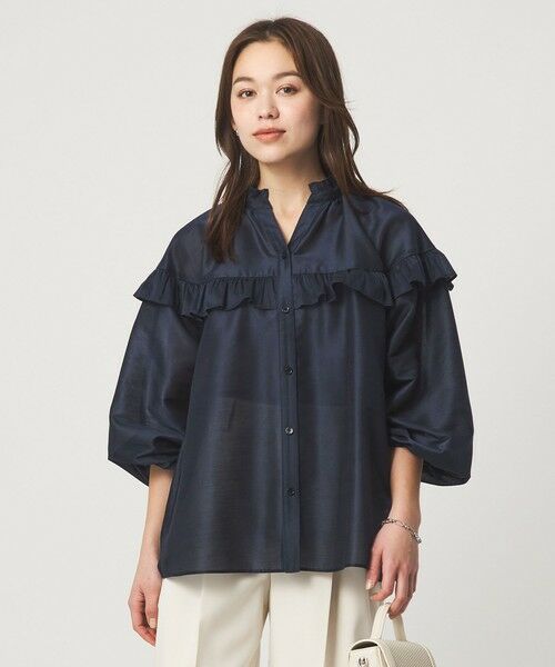 green label relaxing / グリーンレーベル リラクシング シャツ・ブラウス | カールマイヤー ヨーク フリル ブラウス マシンウォッシャブル 通気性 | 詳細8