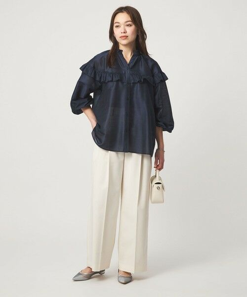 green label relaxing / グリーンレーベル リラクシング シャツ・ブラウス | カールマイヤー ヨーク フリル ブラウス マシンウォッシャブル 通気性 | 詳細9