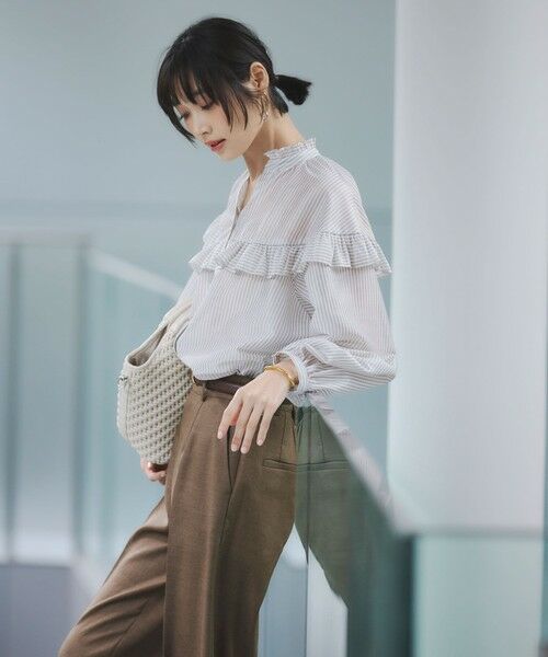 green label relaxing / グリーンレーベル リラクシング シャツ・ブラウス | カールマイヤー ヨーク フリル ブラウス マシンウォッシャブル 通気性 | 詳細18