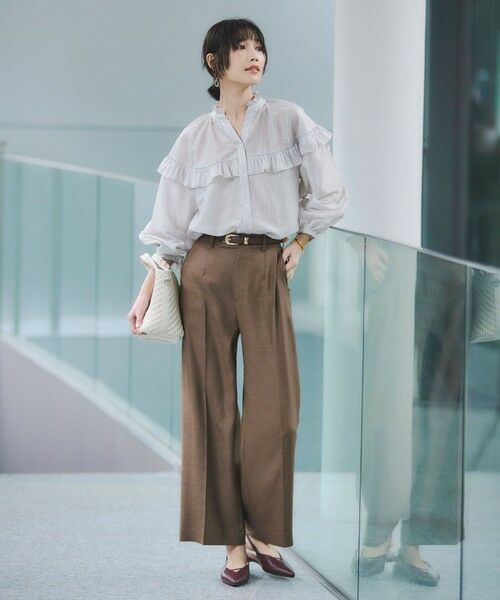 green label relaxing / グリーンレーベル リラクシング シャツ・ブラウス | カールマイヤー ヨーク フリル ブラウス マシンウォッシャブル 通気性 | 詳細19