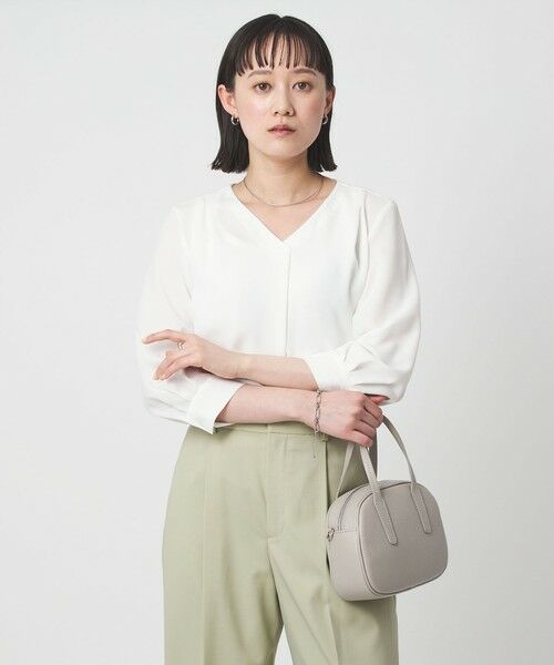 green label relaxing / グリーンレーベル リラクシング シャツ・ブラウス | Vネック 7分袖 ブラウス マシンウォッシャブル | 詳細1