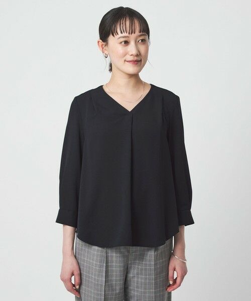 green label relaxing / グリーンレーベル リラクシング シャツ・ブラウス | Vネック 7分袖 ブラウス マシンウォッシャブル | 詳細10