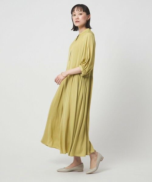 green label relaxing / グリーンレーベル リラクシング ロング・マキシ丈ワンピース | サテン ギャザー ショートスリーブ ワンピース 2 | 詳細2