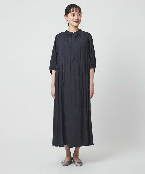 green label relaxing / グリーンレーベル リラクシング ロング・マキシ丈ワンピース | サテン ギャザー ショートスリーブ ワンピース 2 | 詳細9