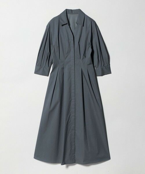 green label relaxing / グリーンレーベル リラクシング ロング・マキシ丈ワンピース | シャツ襟 フィット＆フレア タック 5分袖 ワンピース | 詳細5