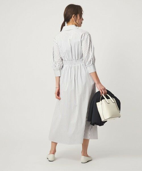 green label relaxing / グリーンレーベル リラクシング ロング・マキシ丈ワンピース | シャツ襟 フィット＆フレア タック 5分袖 ワンピース | 詳細18