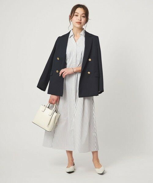 green label relaxing / グリーンレーベル リラクシング ロング・マキシ丈ワンピース | シャツ襟 フィット＆フレア タック 5分袖 ワンピース | 詳細19